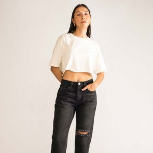 Blusa Good For You Cropped Tee, Crema