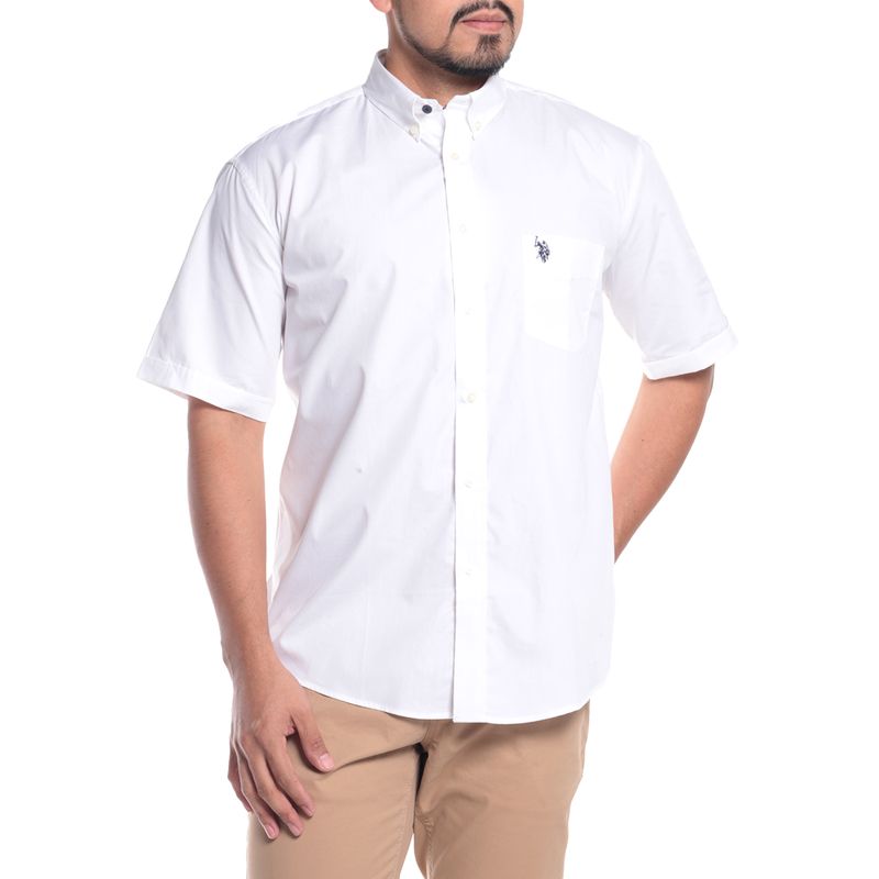 CAMISA PARA HOMBRES MANGA CORTA DE BOTONES COLOR BLANCA