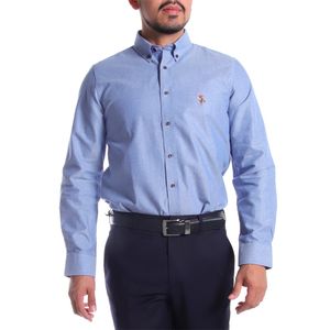 Camisa manga larga color navy para caballeros