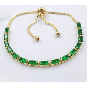 Pulsera ajustable con baguetes verdes claros horizontales